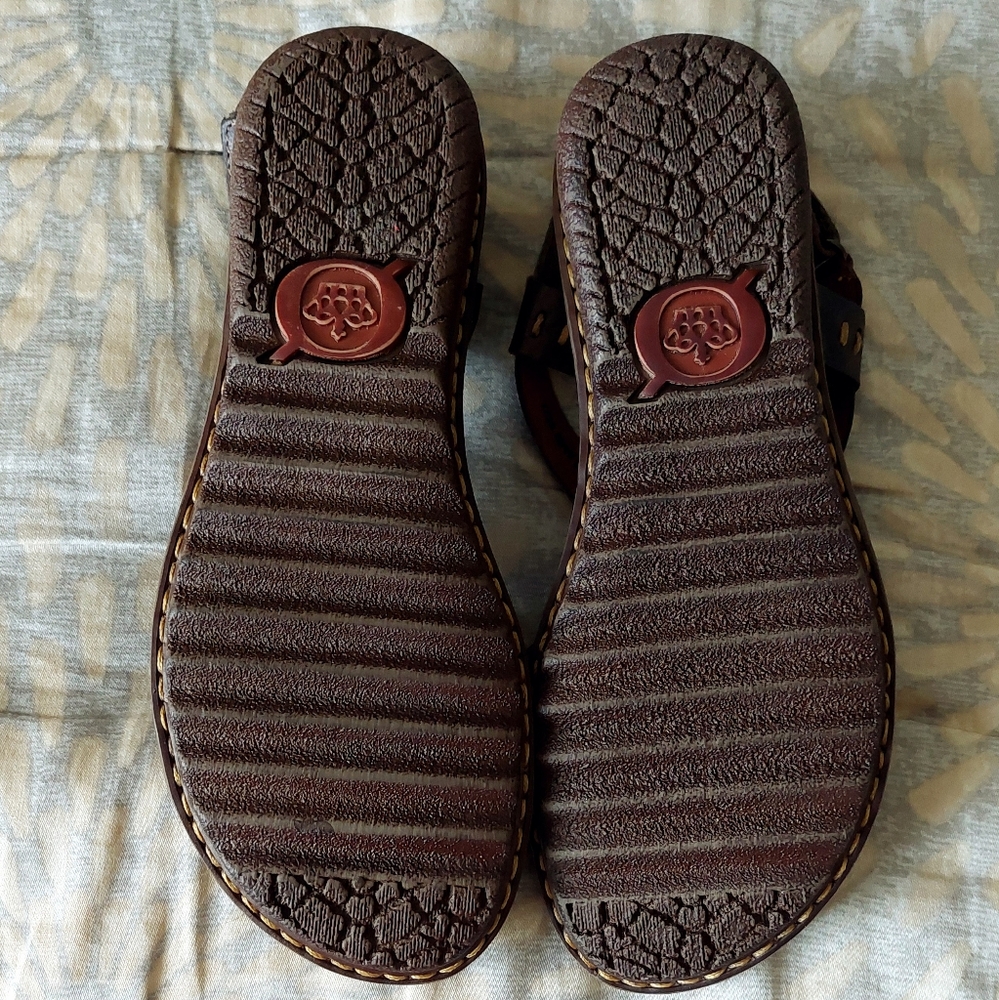 New Born Dark Brown Leather Strappy Sandals Size 7 - Picture 10 of 13